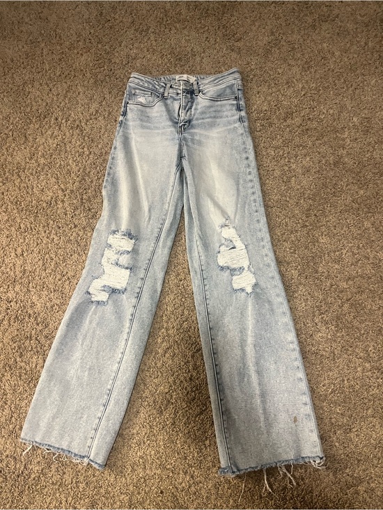 BKE Denim - BKE Light Blue Distressed Wide-Leg Jeans